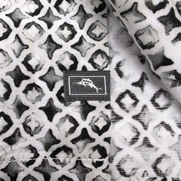 Tommy Bahama Button Up Shirt Mens L Cream Gray Geometric Viscose Short Sleeve - Picture 5 of 14